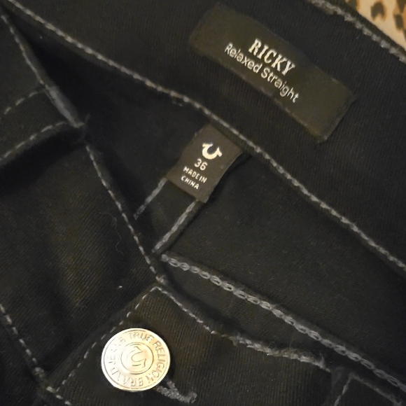 True Religion Ricky Big T Men's Black Relaxed Straight Jeans - Size 36 - Picture 4 of 5